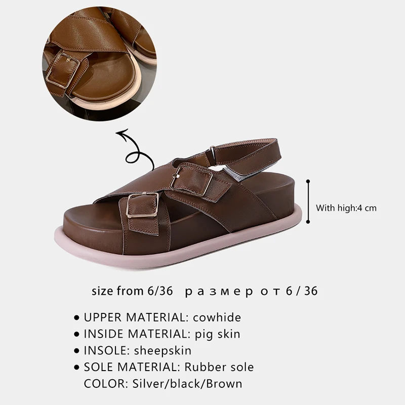 Ods Flat Bottom Thick Bottom Hollow Sandals Women'S Canvas Metal Buckle Open-Toe Sandals Comfort Summer Seaside Holiday Shoes 40