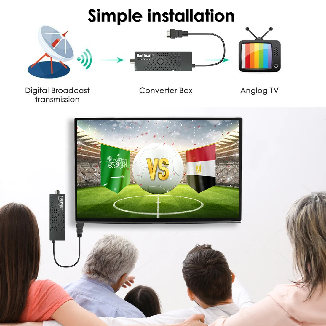 Haohsat HD Digital DVB T2PRO TV Receiver Support H.265 1080P Terrestrial Receiver Support WIFI DVB C Tuner HEVC 10Bit TV Stick new tv sticks