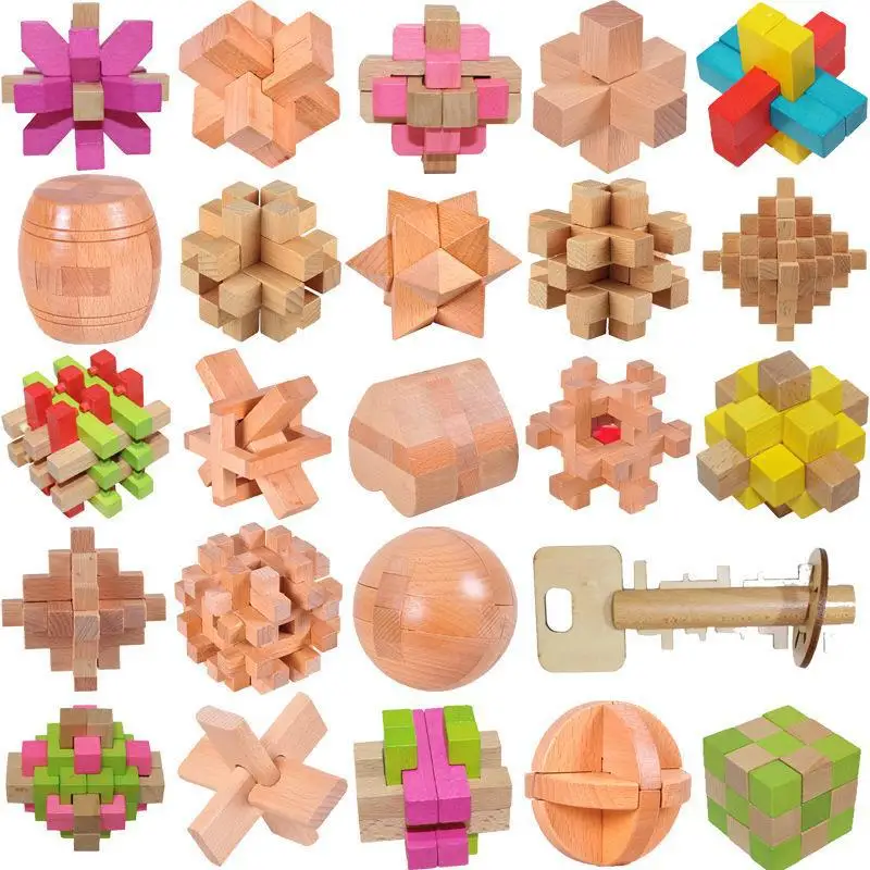 

IQ Wooden Brain Teasers Mind Interlocking Puzzles Game