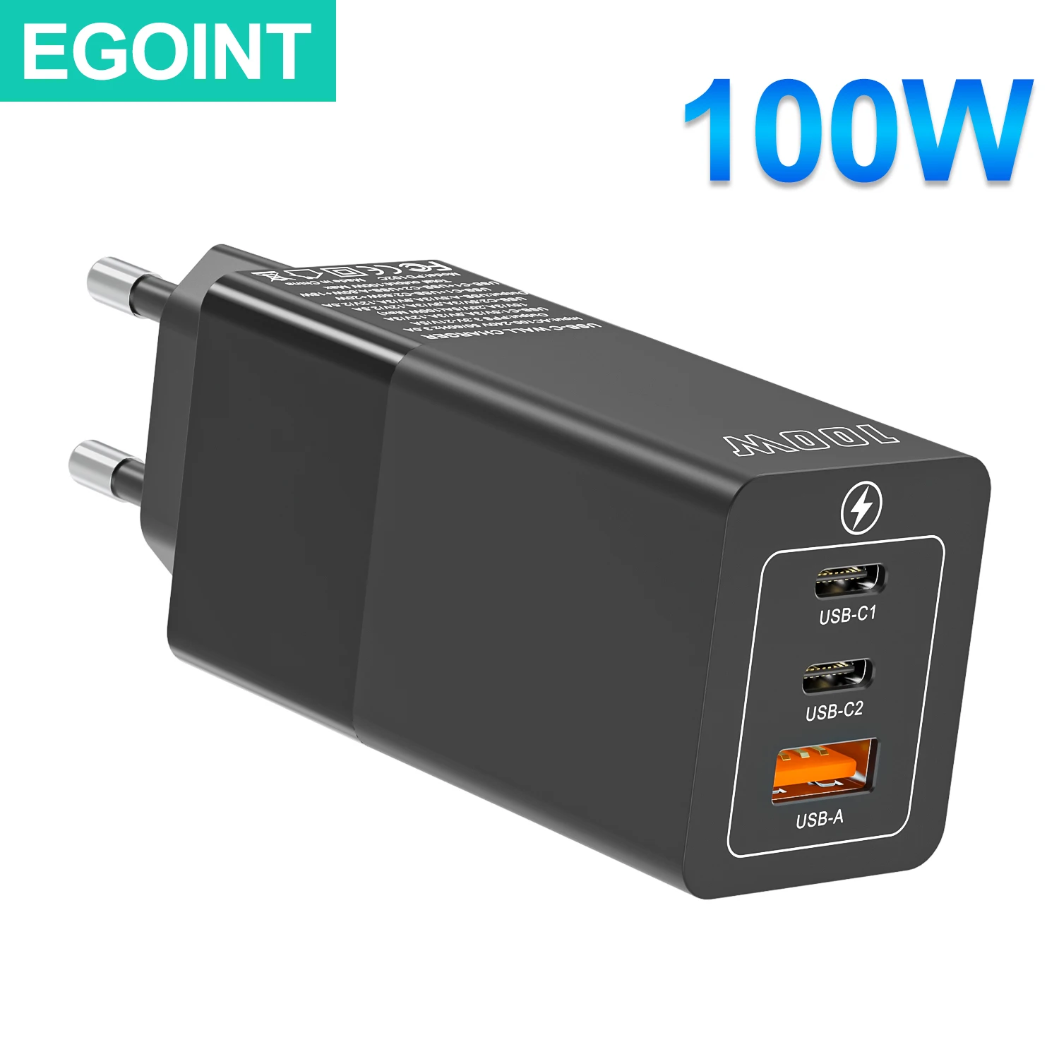 100W GaN Charger USB Type C Fast Wall Chargers PD100W Laptop Adapter for Macbook Tablet Pixel Samsung S23 Ultra iPhone 15 12 pro