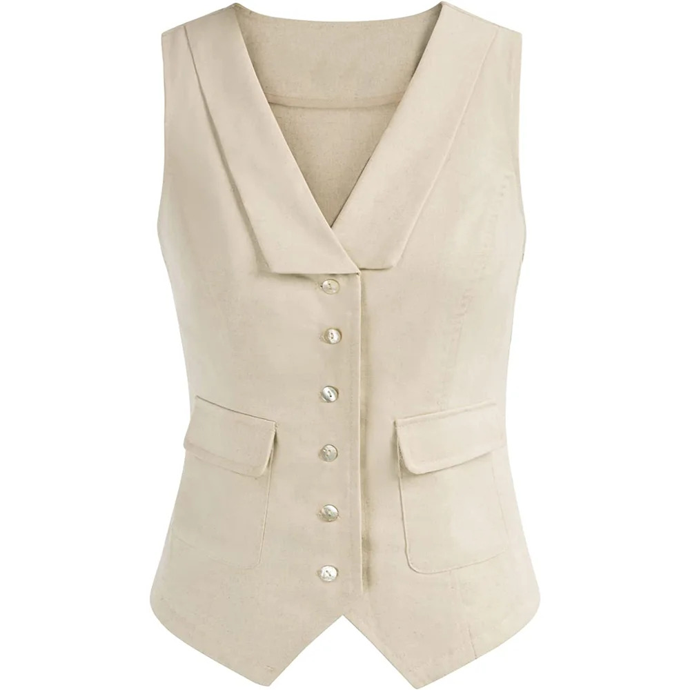 

Korean Autumn Clothes Sleeveless Serge Women's Single-breasted V-neck Vest Suit Vest Jackets Ladies 2023 Winter Vests Woman Long