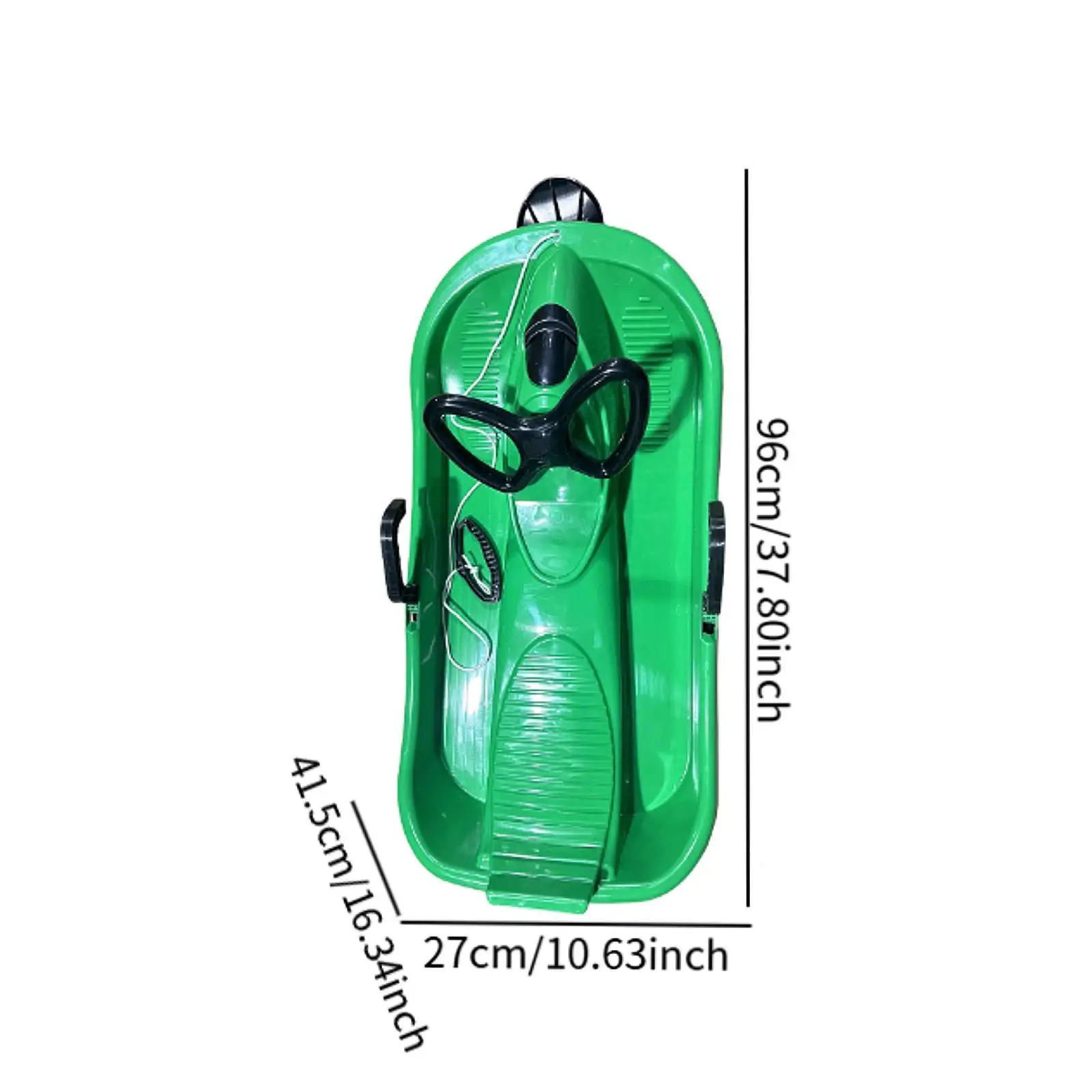 Plastic Non-slip Kids Snow Sled with Steering Wheel and Brake Toboggan Thicker Snow Equipment for Child Boys Girls Winter Sport