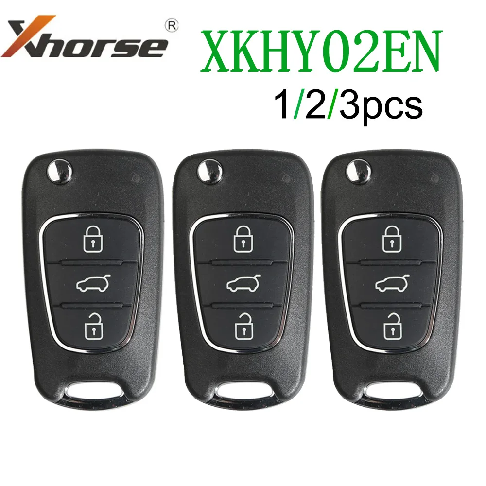 

1/2/3PCS Xhorse XKHY02EN Wire Car Remote Key for Hyundai Flip 3 Button Remote Control Key for VVDI MINI Key Tool English Version
