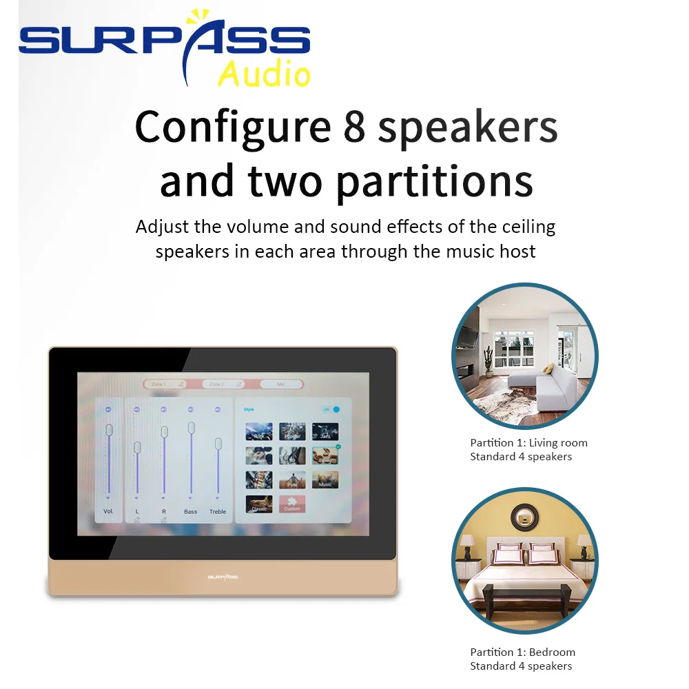 Android In Wall Amplifier Music Center Zone Audio Background Music Player Karaoke Control