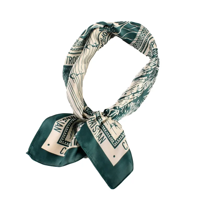 2022 Fashion Imitated Silk Scarf Ladies Outdoor Print Luxury Neck Hair Decorate Headband Scarf Outdoor Small Kerchief Soft Wrap