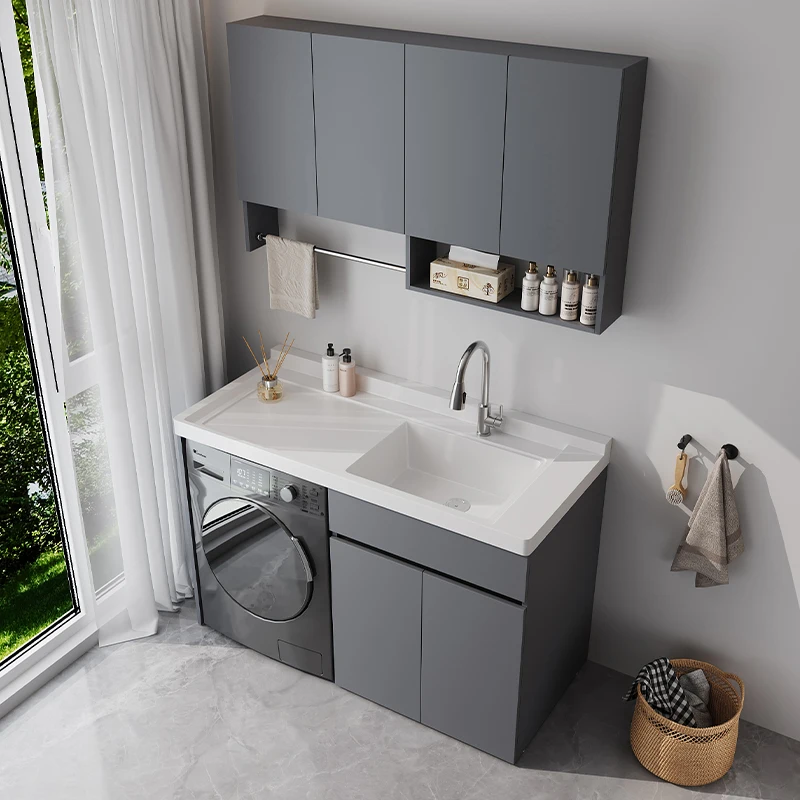 Balcony Laundry Cabinet Combined Integrated Basin No Washboard Laundry Pool Bathroom Bathroom Cabinet Corner