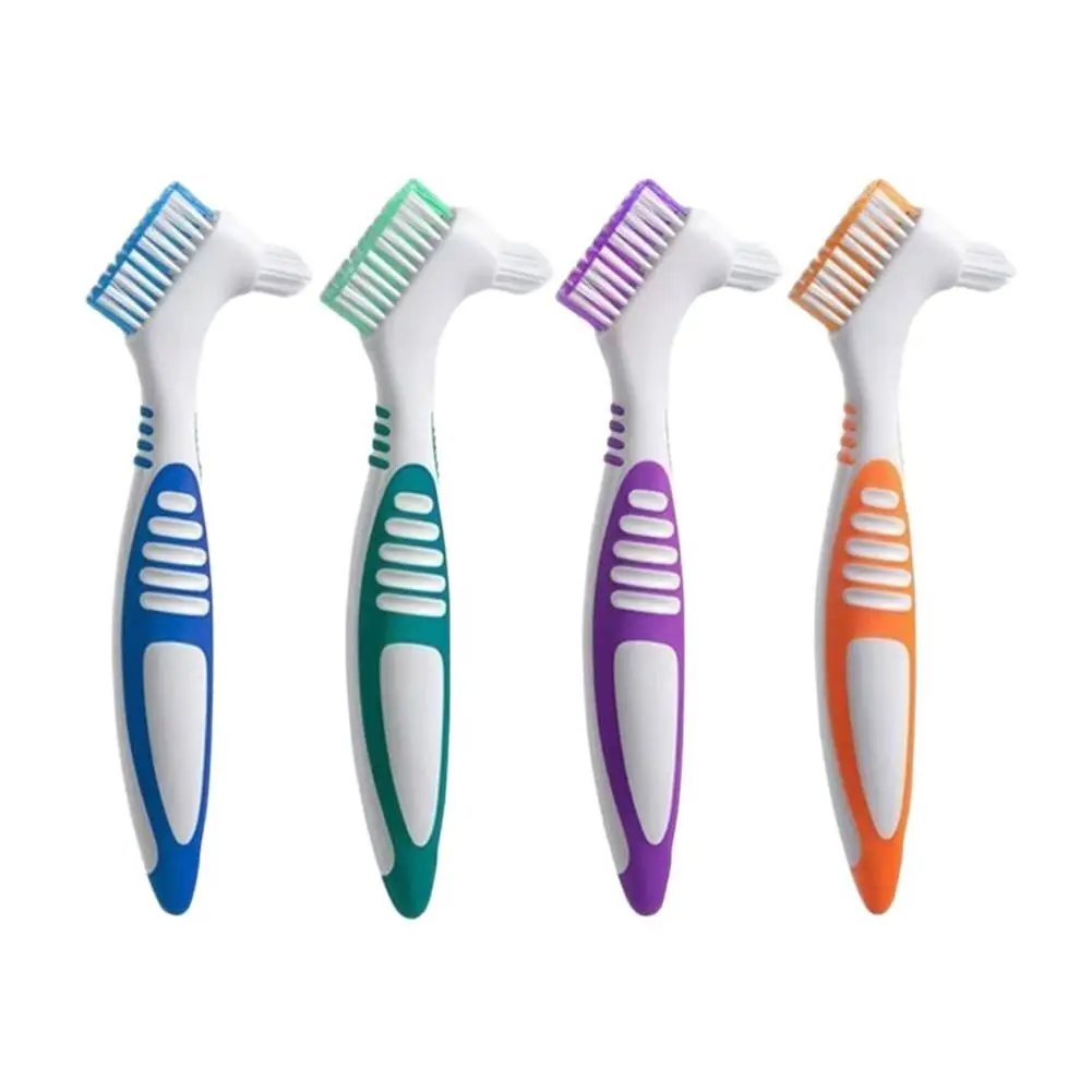 1개입 양면 틀니 칫솔 청소 브러시 틀니 브러시 투명 교정기 교정 장치 스케일링 브러시