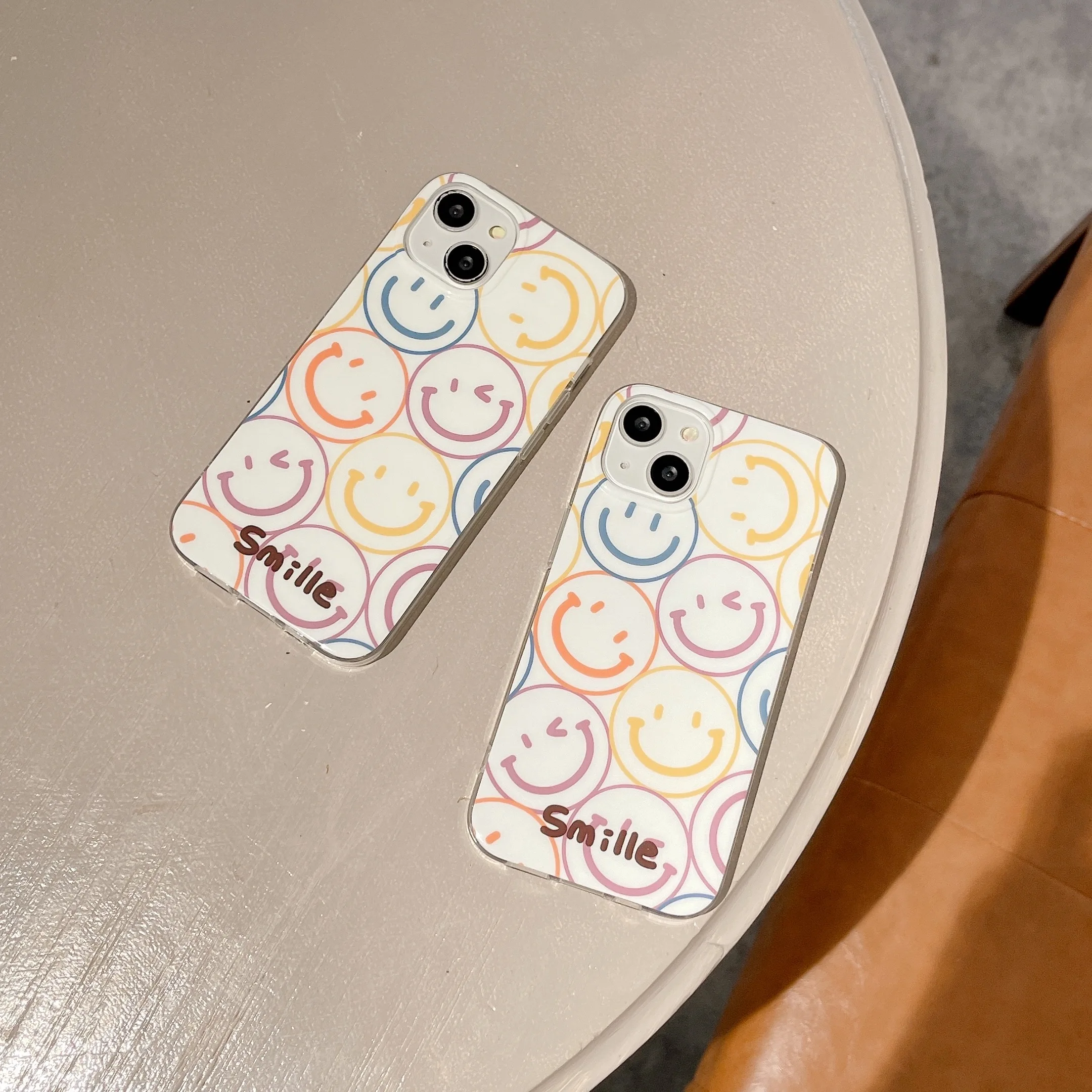 Double Sided Imd Colorful Smiley Face Pattern Per Iphone 14 14Pro 14Promax 13Pro 13 13Promax 11 12Promax 12Pro 12 Soft Shell
