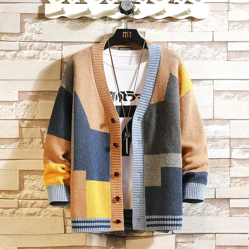 Top Grade New Autum Winter Designer Brand Luxury Fashion Knit Cardigans Sweater Men Casual Trendy Coats Jacket Men Clothes