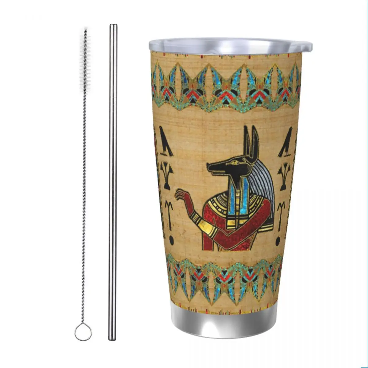 

Egyptian Anubis Ornament Tumbler Vacuum Insulated Ancient Egypt Myth Coffee Cups Vacuum Flask Double Wall Mug Water Bottle, 20oz