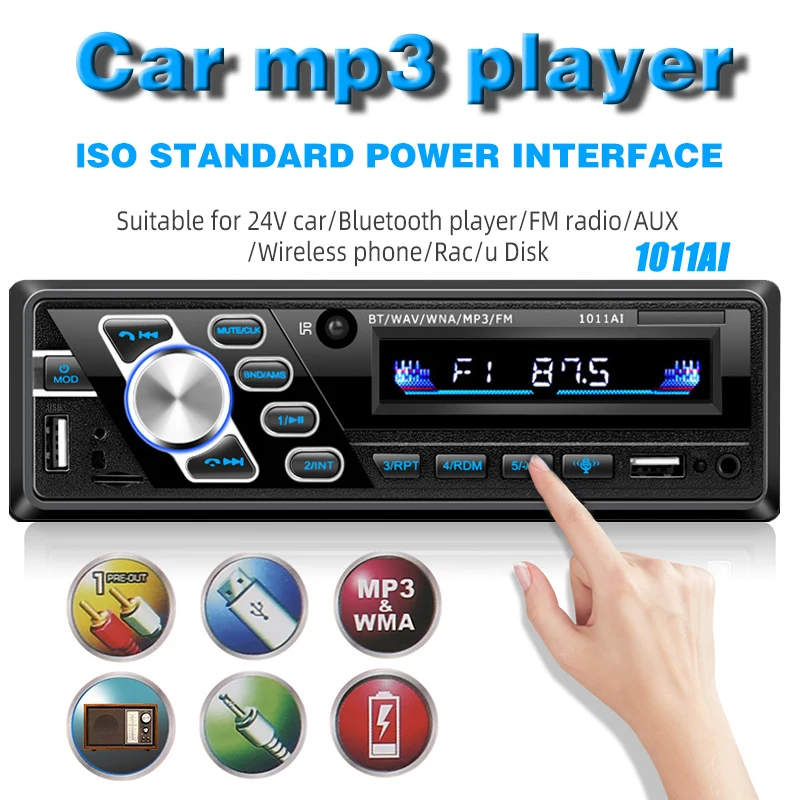 Car Multimedia Player Car Radio Car Radio Player Car Music Player MP3 Music Player Car Radio 24/12V AUX FM USB TF Card Color Button OLED Autoradio 1Din ISO Interface MP3 Player U Disk Bluetooth Hands-free