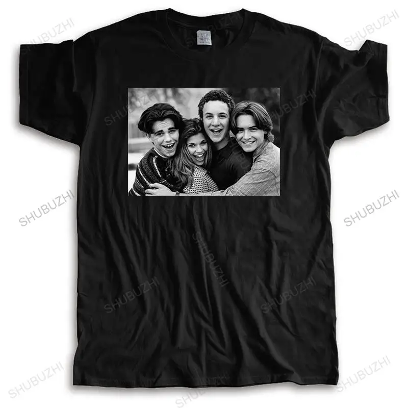 Футболка мужская с круглым вырезом, уличная одежда, топ с надписью «meet World Tv», Свободный Топ большого размера, черная рубашка в подарок, на лето