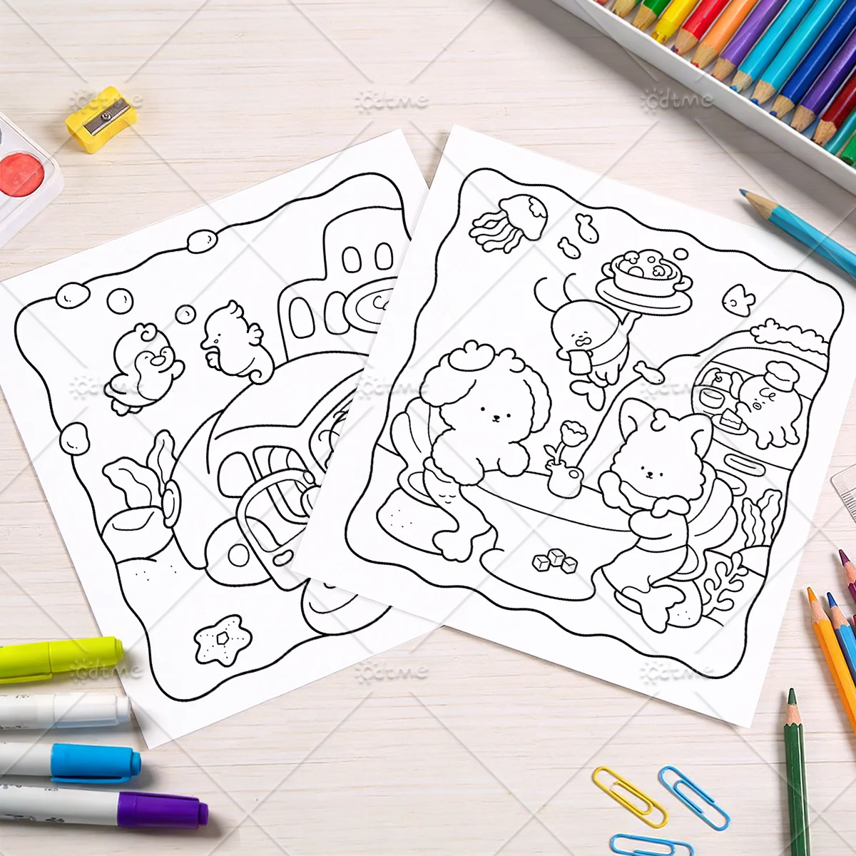 Ocean Cuties: Relaxing Marine Animal Coloring Book