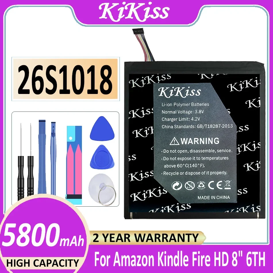 

KiKiss Powerful Battery 26S1018 5800mAh For Amazon Kindle Fire HD 8" 6TH GEN PR53DC MC-28A8B8 Bateria