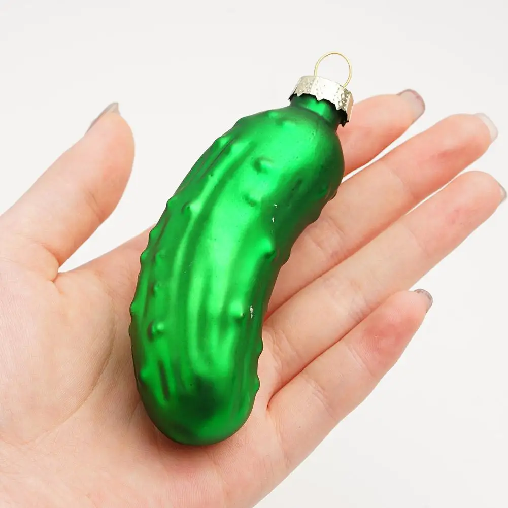 Christmas Pickle Ornament Tradition Decor Glass Blown Green Cucumber Craft Pendant Tags With Rope For Christmas Tree Home Decor christmas decorations