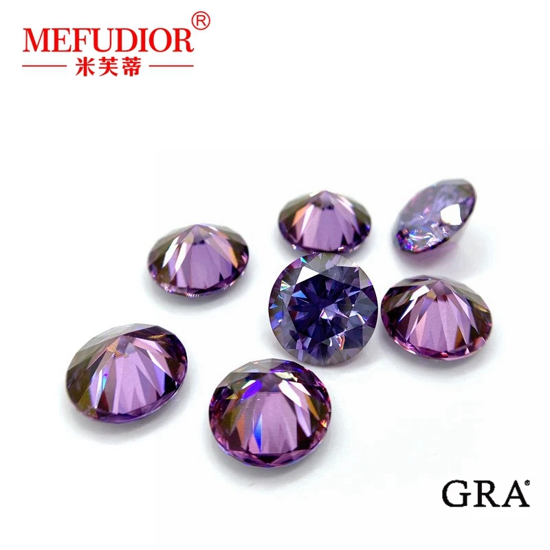 

Purple Color Round Brilliant Cut Moissanite Gemstones VVS Loose Moissanite Diamond Stone For Jewelry Making Accessories