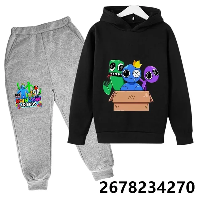 thumbnail image 1 of Nuevas sudaderas con capucha para niños con estampado de dibujos animados de amigos del arcoíris de anime, sudaderas de manga para primavera, otoño e invierno, conjuntos de sudaderas con capucha para, 1 of 5