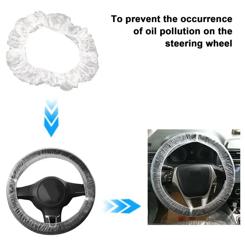 100PCS Disposable Steering Wheel Covers Elastic Non-Woven Fabric Anti-Dust Oil-Proof for Taxis Cars Rental Vehicles