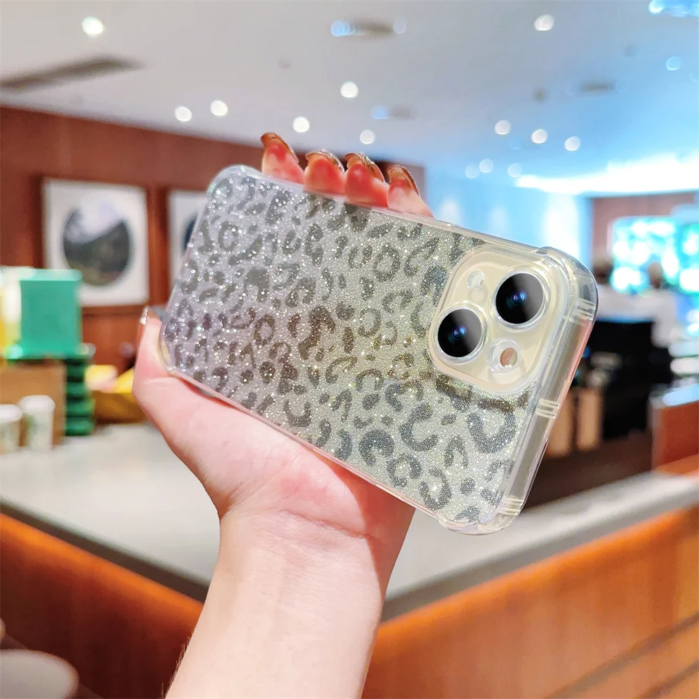 „Lase Leopad“ apsauginis telefono dėklas, skirtas „iPhone 15“, 14, 13, 12, 11, „Po Max Mini XR XS X 7 8 Plus“ ir atsparus smūgiams, minkštas TPU dėklas._voghion.com