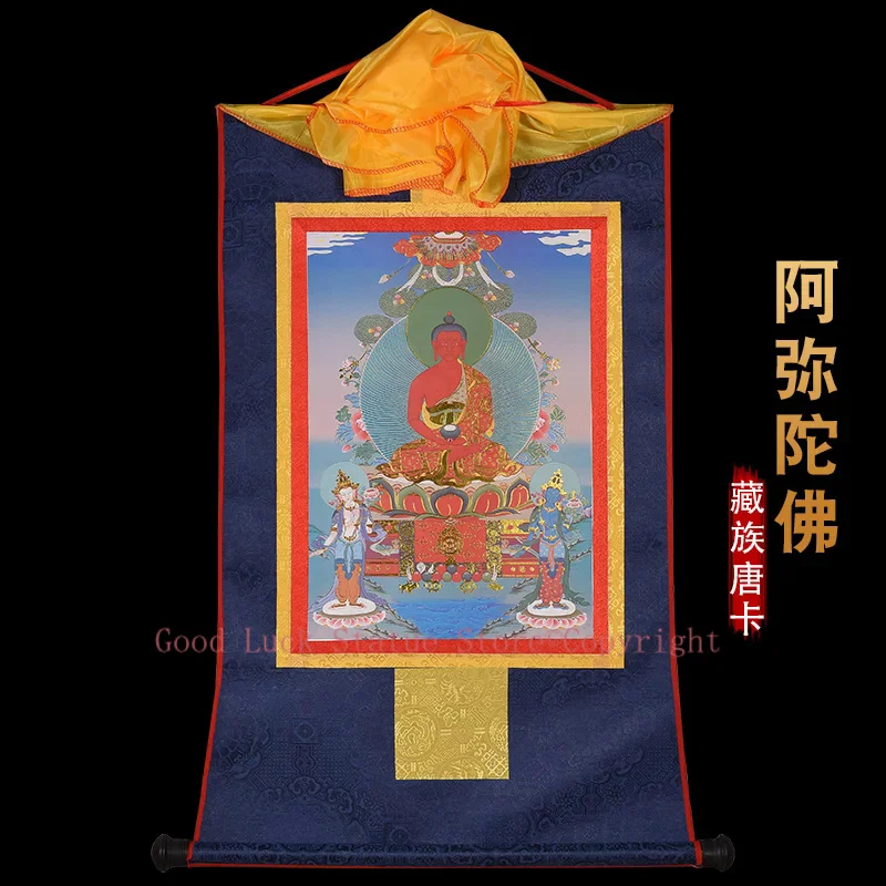 

GOOD Thangka Tibet Buddhism HOME temple altar WALL Decor ART silk Amitabha Amitayus Buddha Mandala Thang-ga Hanging painting