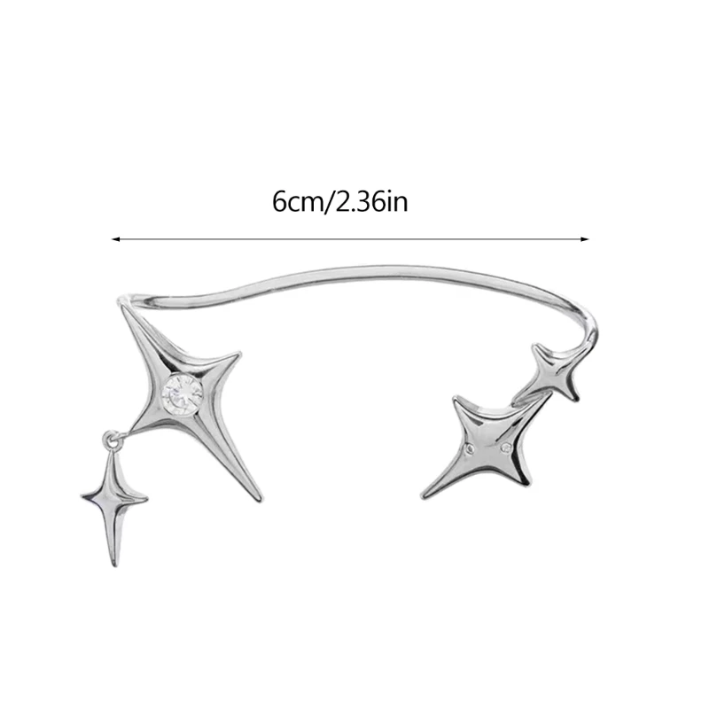 Boucles d'oreilles clip étoile en argent pour femme, sans piercing, bijoux de fête en cartilage, mancommuniste en biscuits carillon, document tendance, 1 paire