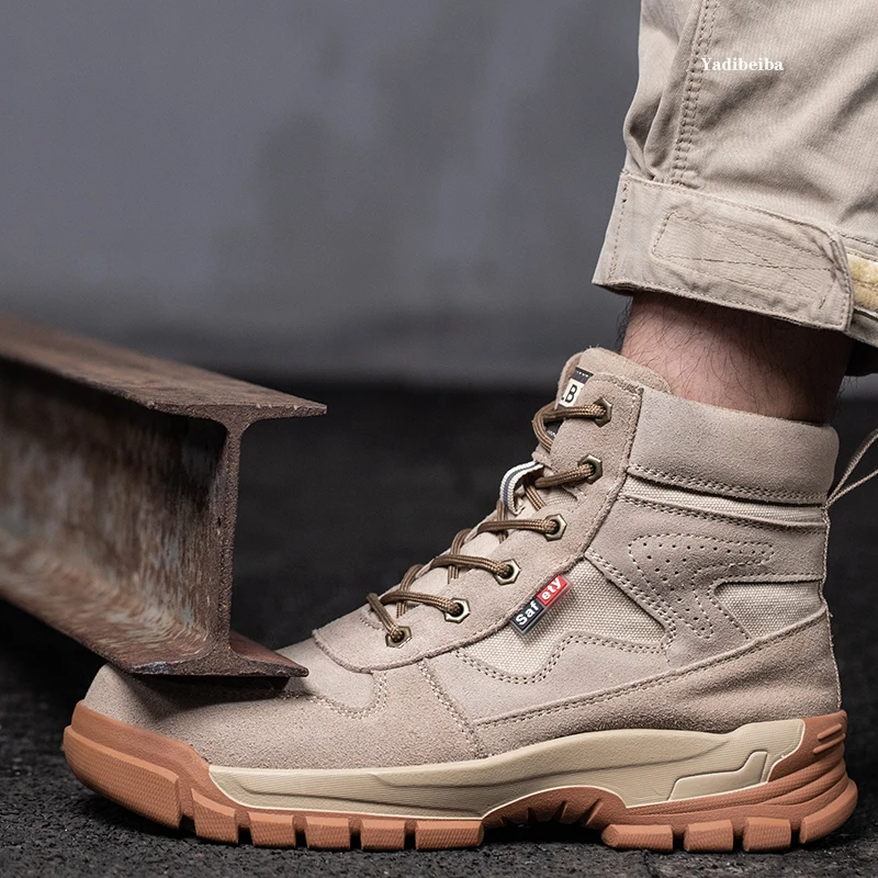 High Top Work Boots Men Steel Toe Safety Shoes Male Anti-Puncture Man Safety Boots Construction Indestructible Work Shoes