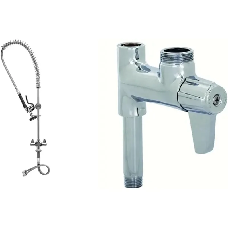 Commercial Kitchen Single Hole Deck Mount Pre-Rinse Faucet with Wall Bracket and Sprayer by T&S Brass Equip 5PR-2S00-H