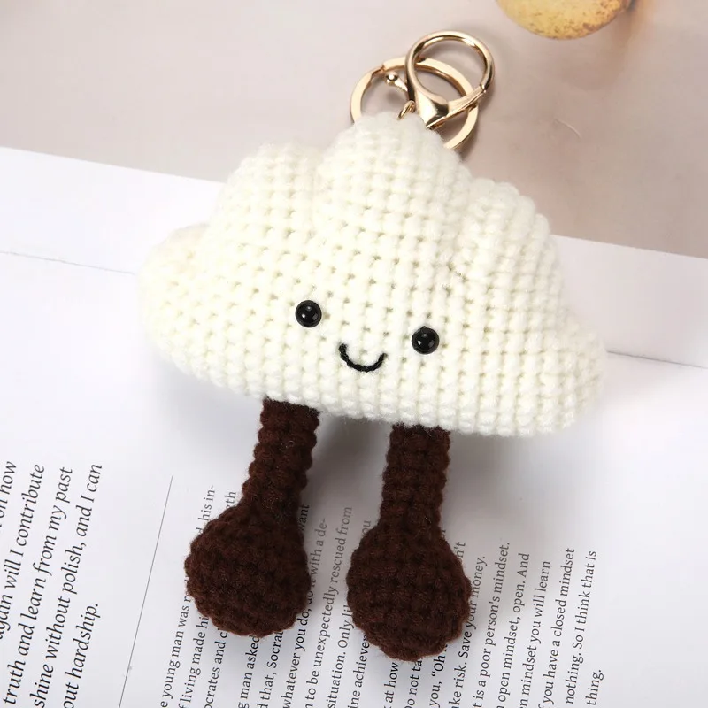 Weaving Series Toy Keychain Pendant, Strawberry Bread, Cucumber Cloud Shaped Creative and Interesting Backpack Decoration