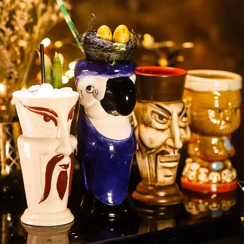 Hawaii Easter Island Tiki Mugs ceramic drinking cup ceramic cup ceramic mug beer mug Creative Porcelain Beer Wine Mug Beer Wine Cocktail Party Cup Bar Tool 300-700ml