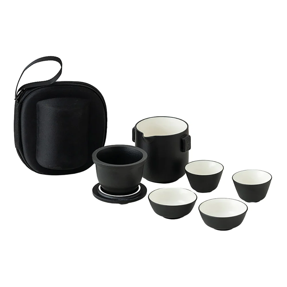 

1 set of Chinese Tea Pot Tea Cup Set Travel Ceramic Tea Set Teapot Tea Cups with Bag
