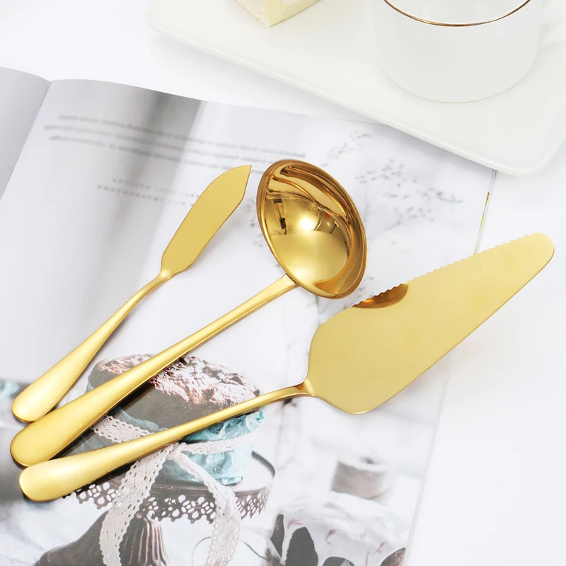 Stainless steel utility spoon fork colander soup spoon cream knife cake spatula tableware set 2pcs/6pcs dinnerware set