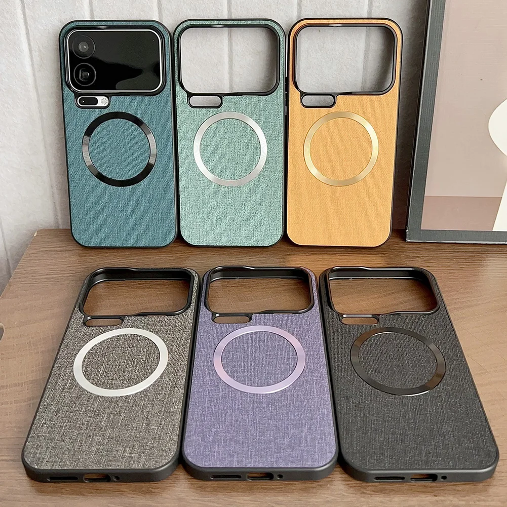 Premium Woven Fabric Texture Shockproof MagSafe Case with Magnetic Wireless Charging Compatibility