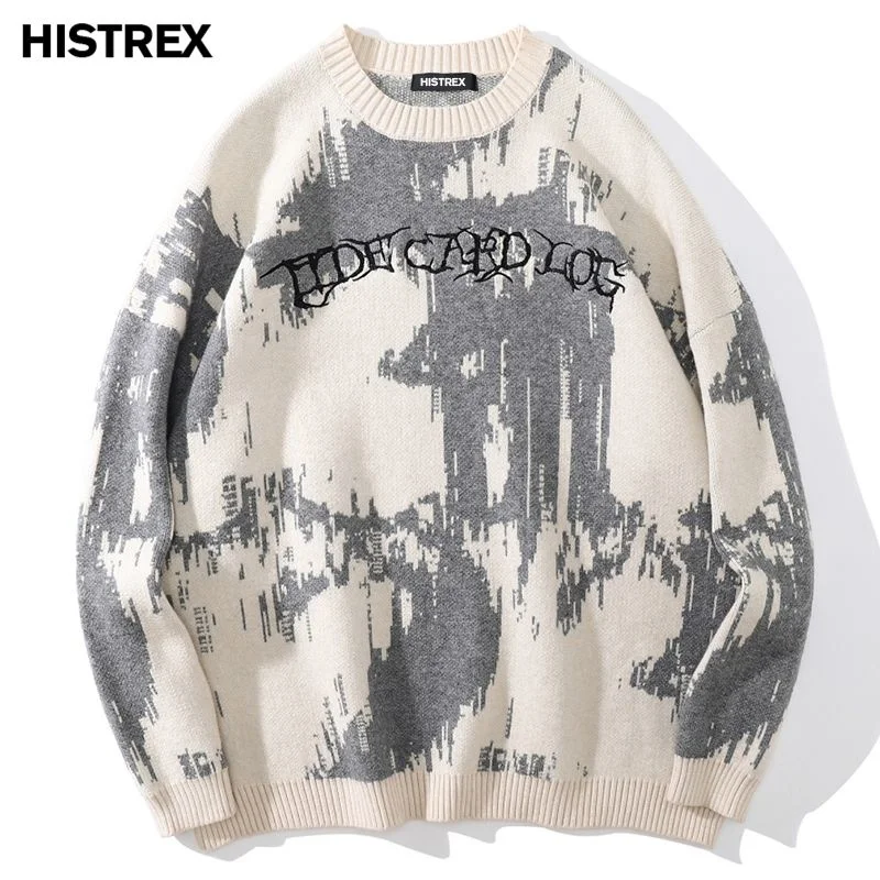 

Trasy Men Sweater,Fall Sprin Knitted ip op Jumpers,arajuku Pullover Oversized Menswear,Vintae 90S Clotin Knitwears