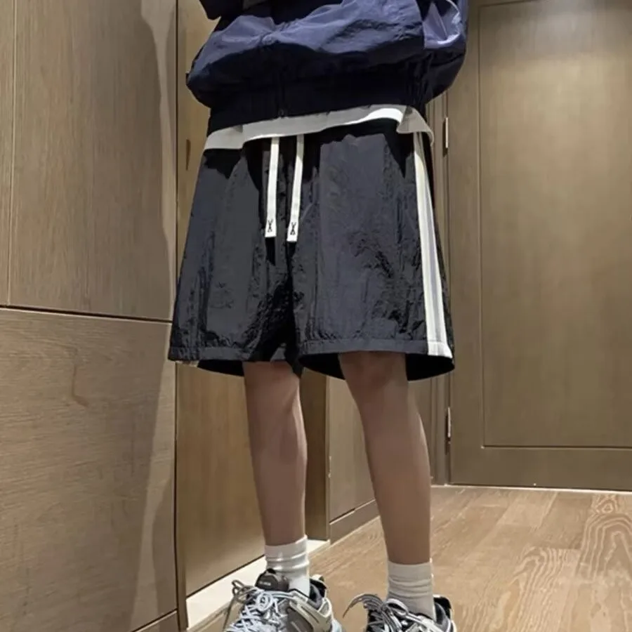 HOUZHOU Wide Shorts Pants Men Quick Drying Hawaiian Beach Oversized Casual Joggers Korean Streetwear Baggy Sports Trousers Male