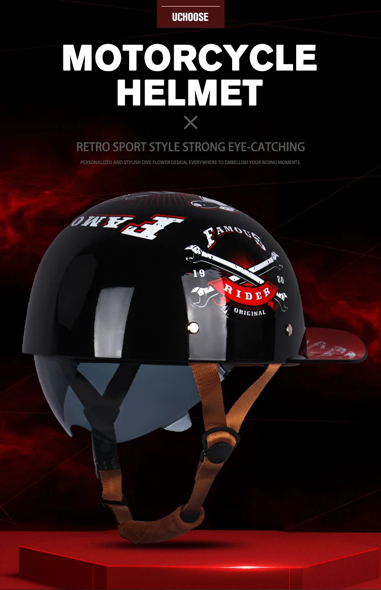 Description Picture 2 of item2024 Adult Open Face Summer Retro Riding Bicycles Vintage Half Helmet Baseball Cap Helmets Children Riding Motocross Men Women