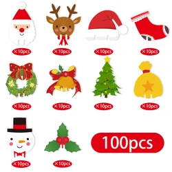 Festive Holiday Wine Glass Decor Set - Santa Hat, Reindeer, Xmas Tree & Snowman Designs (Wine Cup Card)