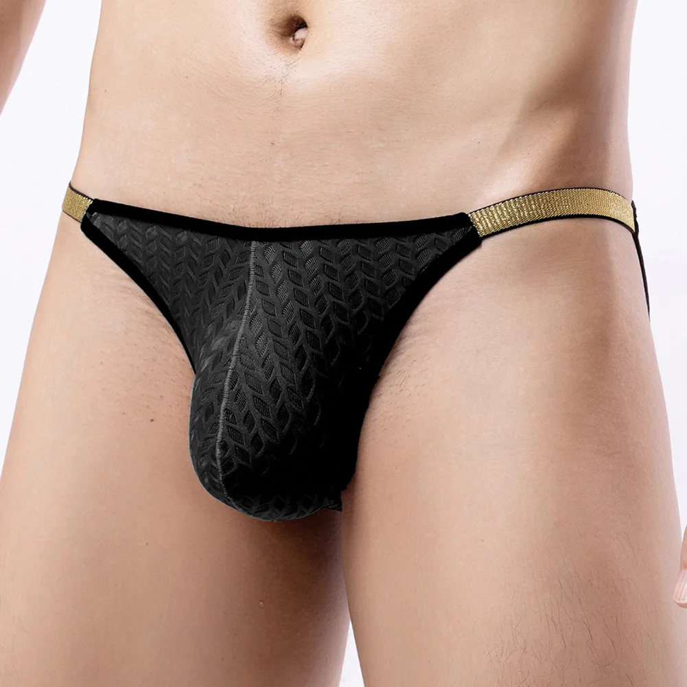 Sexy Men Briefs Low Waist Bikini Underwear Mesh Ultra-thin Underpants Solid Breathable Panties Seduction Short Lingerie