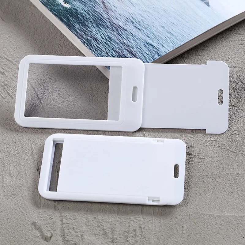 

White White ID Badges Holder Staff Work Pass Bus Card Cover IC Credit Card Protective Case Name Badges Card Sleeve Keychain