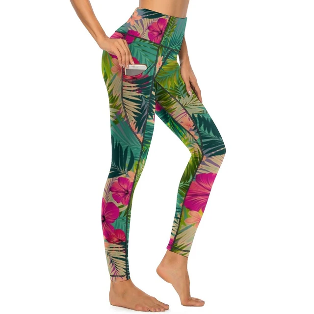 Sunset Beach Quality Leggings Tropical Floral Print Gym Yoga Pants Push Up  Elastic Sports Tights Women Vintage Leggins - AliExpress