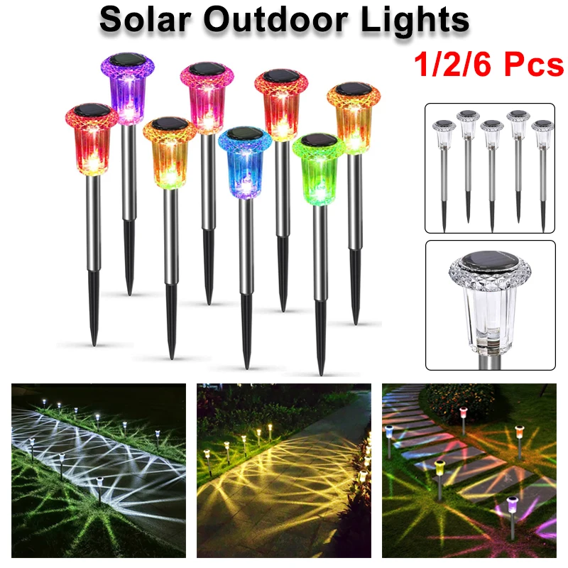 Solar Lights Outdoor Pathway Lights 1/6/12 Pcs Waterproof Bright RGB Color Changing Warm White for Garden Yard driveway sunlu silk pla 1kg filament 1 75mm rainbow effect smoothly printing bright color every 18meters changing