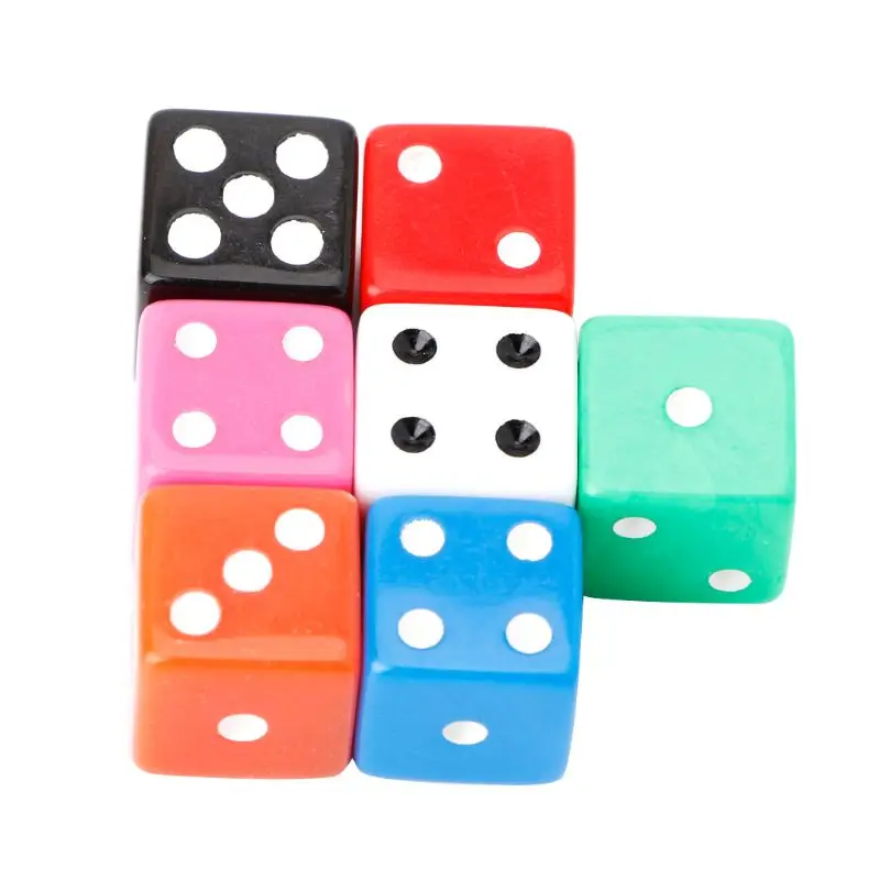 10pcs 15mm Multicolor Acrylic Cube Beads Six Sides Portable Table Games Toy 094C