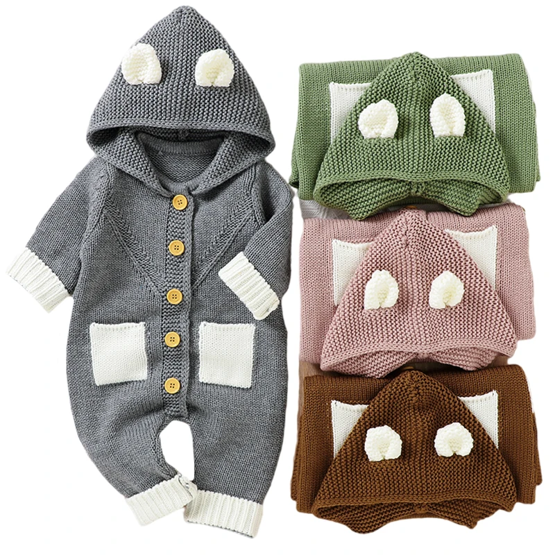 

2022 Baby Rompers Knitted Newborn Boy Jumpsuits Cotton Long Sleeve Toddler Girl Sweaters Clothes Autumn Children Overalls Winter