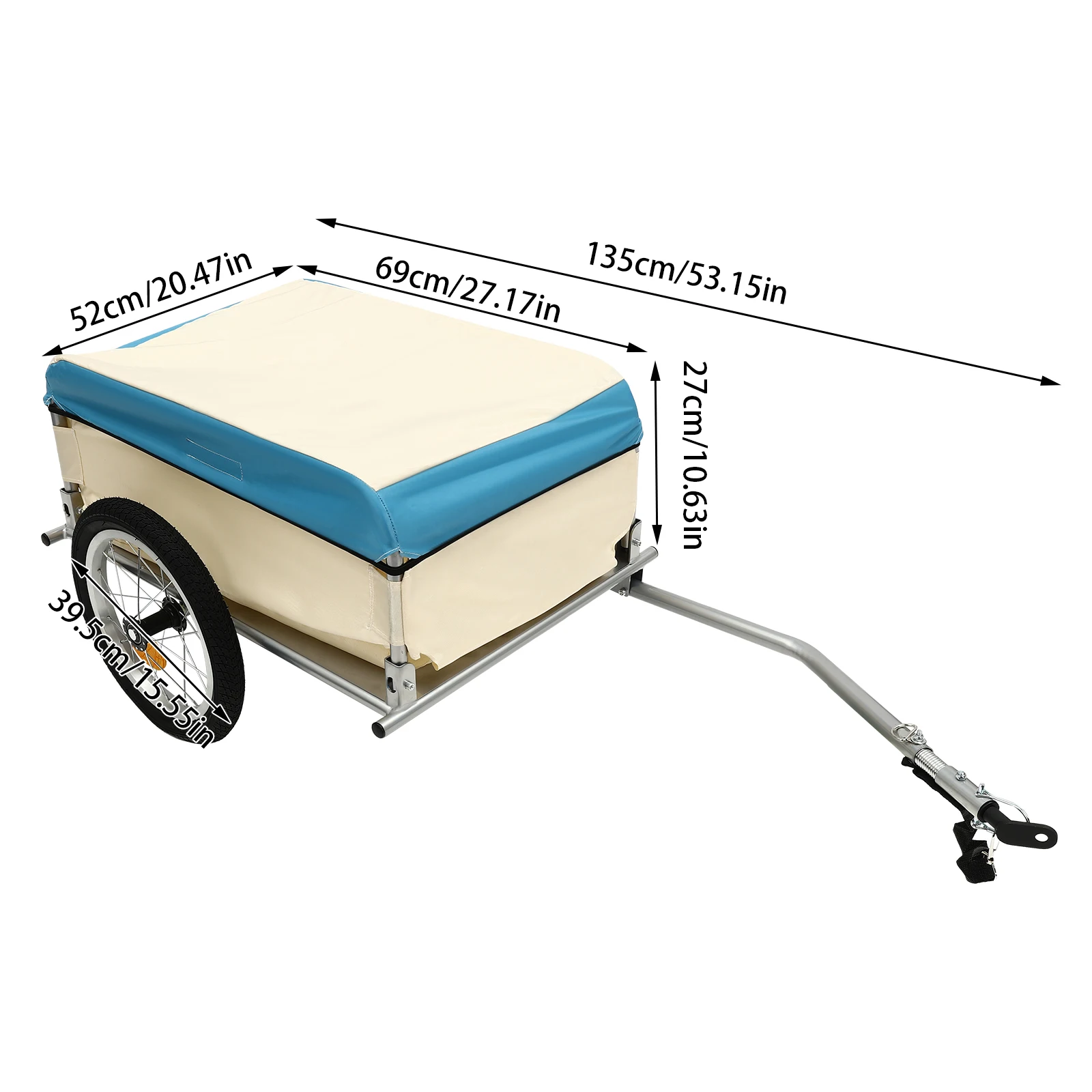 Faltbarer Fahrradanhänger aus Aluminium mit universeller Fahrradkupplung und 15,55 Zoll Schnellspanner, 110 lbs Tragfähigkeit für Camping-Einkäufe – Detail 5