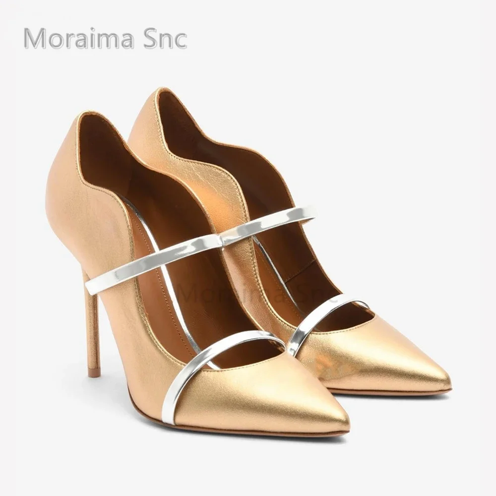 Leather Pointed Toe Stiletto Pumps for Women Elegant Designer Style High Heels Color Blocks Fashion Shallow Women Office Shoes 5
