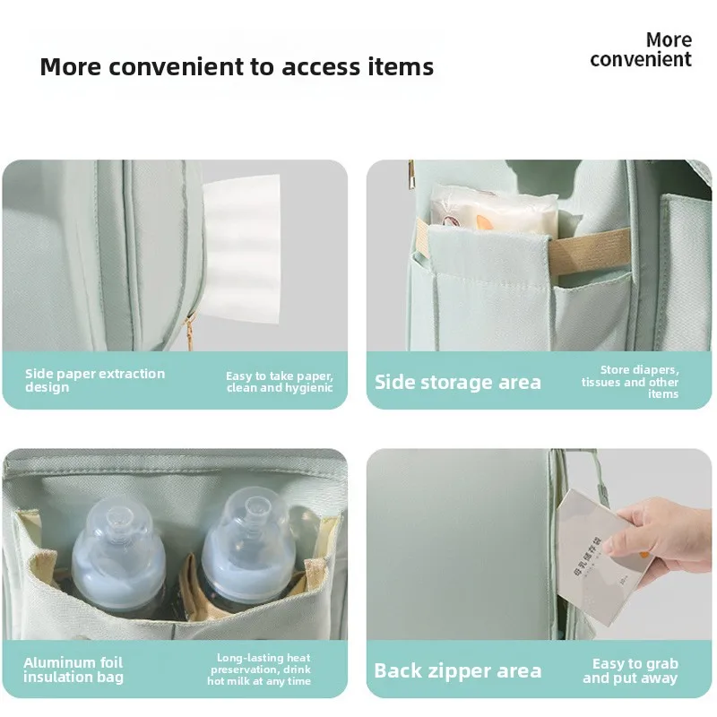 Baby Diaper Bag with 2pcs Stroller Hooks Large Mummy Bag Backpack Waterproof Outdoor Travel Mommy Maternity Bag for Baby Stuff