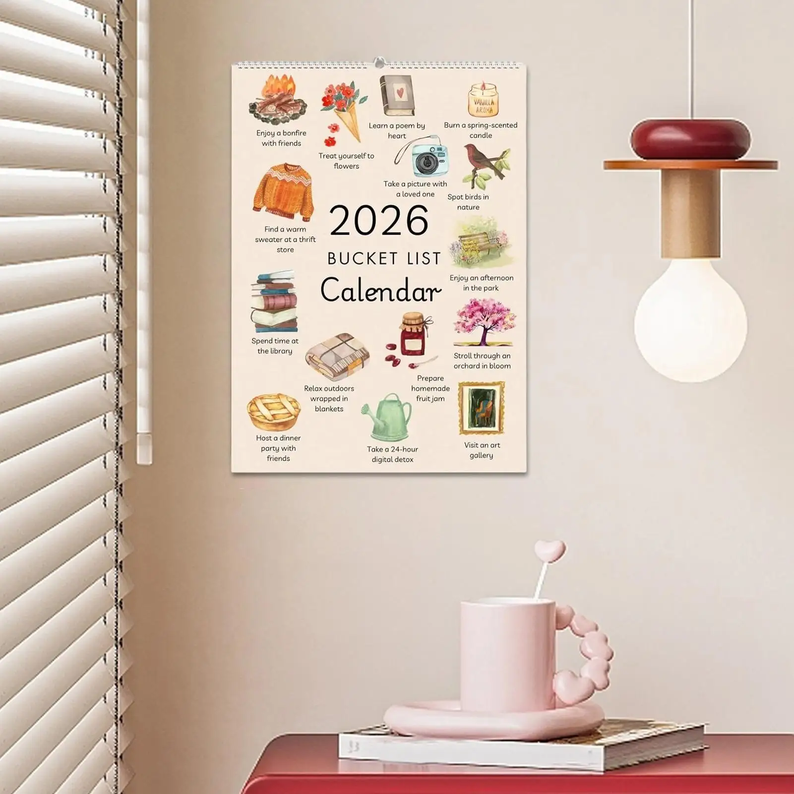 Inspirational 12-Month Wall Calendar & Goal Planner with Motivational Illustrations