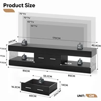 67" Modern TV Stand for TVs 55 to 75 Inch, High Gloss LED Entertainment Center with Stone-Patterned Doors with Drawer & Storage 3
