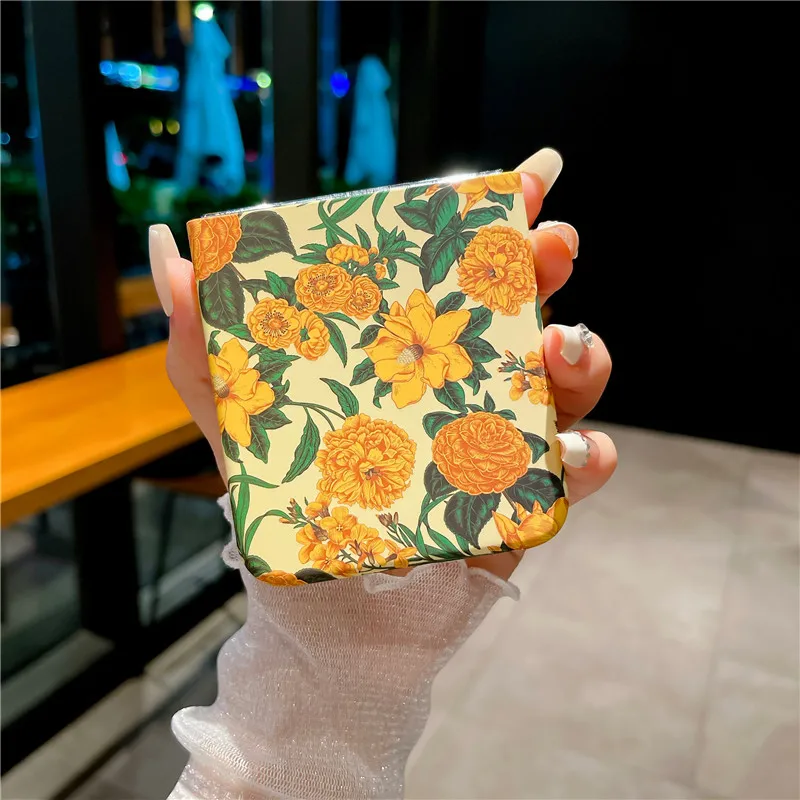 Hard Shell Flower Phone Case For Samsung Galaxy Z Flip 5 4 3 5G PC Protective Cover Flip5 Flip4