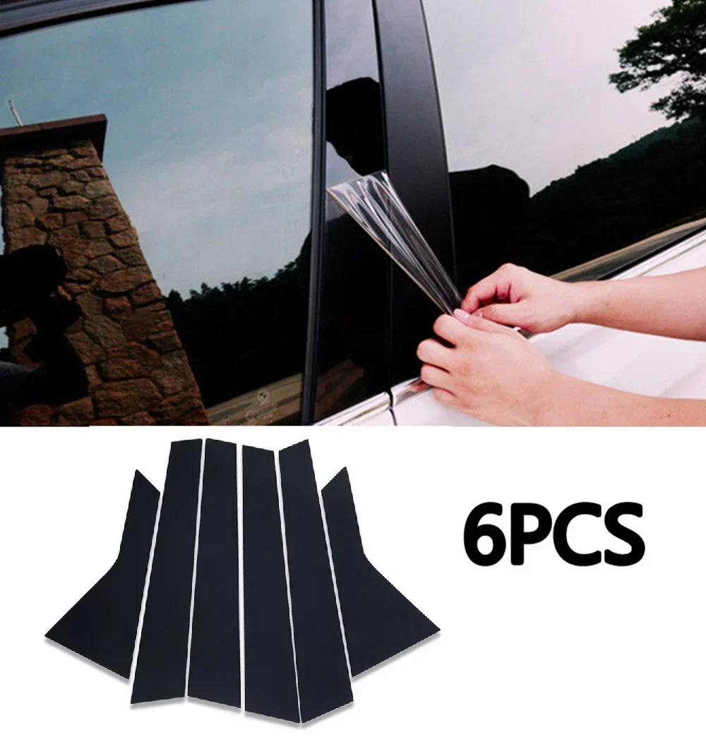 

PC Mirror Sequins Black Car Stickers Scratch Proof Car Window Trim Center Pillar Sticker Retrofit Outside Decorative Film Armor