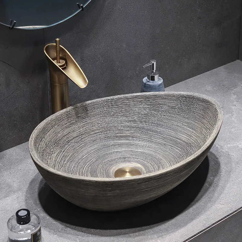 

Modern Marble Pattern Art Above Counter Wash Basin Home Ceramic Shampoo Sinks Bathroom Vessel Sink Square Washbasin No Faucet